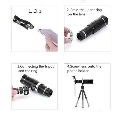 Rynx | Universal 20 Times Mobile Phone Telephoto Lens Monocular Live Broadcast HD 4K No Vignetting Lens