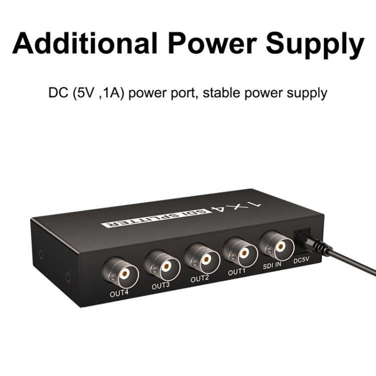 Rynx | 1 In 4 Out SD-SDI / HD-SDI / 3G-SDI Distribution Amplifier Video SDI Splitter (UK Plug)