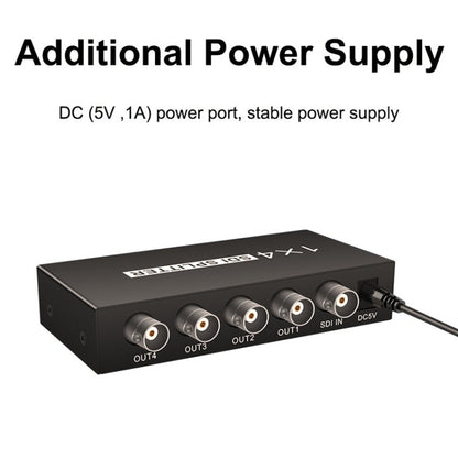 Rynx | 1 In 4 Out SD-SDI / HD-SDI / 3G-SDI Distribution Amplifier Video SDI Splitter (UK Plug)