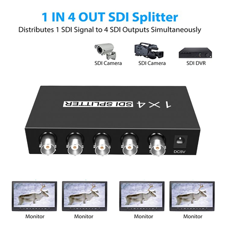 Rynx | 1 In 4 Out SD-SDI / HD-SDI / 3G-SDI Distribution Amplifier Video SDI Splitter (UK Plug)