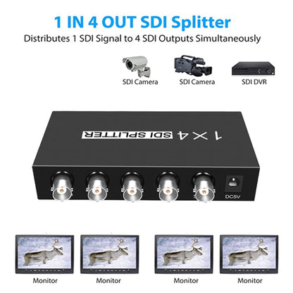 Rynx | 1 In 4 Out SD-SDI / HD-SDI / 3G-SDI Distribution Amplifier Video SDI Splitter (UK Plug)