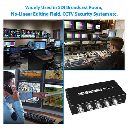 Rynx | 1 In 4 Out SD-SDI / HD-SDI / 3G-SDI Distribution Amplifier Video SDI Splitter (UK Plug)