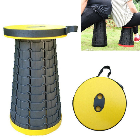 Rynx | Outdoor Portable Folding Telescopic Plastic Stool Camping Fishing Garden Stool(Yellow)