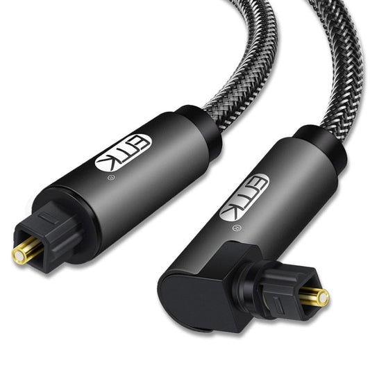 Rynx | EMK 90-Degree Rotatable Adjustable Right Angle 360 Degree Rotatable Plug Nylon Woven Network Optical Audio Cable, Cable Length: 15m (Black)