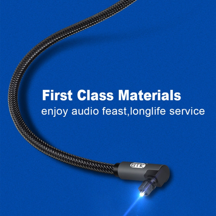 Rynx | EMK 90-Degree Rotatable Adjustable Right Angle 360 Degree Rotatable Plug Nylon Woven Network Optical Audio Cable, Cable Length: 15m (Black)