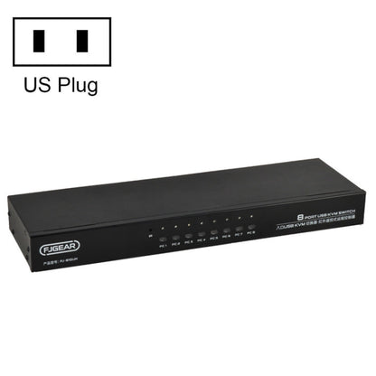 Rynx | FJGEAR FJ-810UK 8 In 1 Out USB KVM Switcher With Desktop Switch, Plug Type: US Plug (Black)