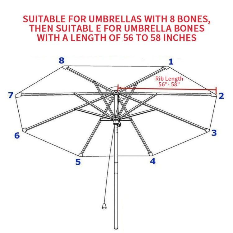 Rynx | Polyester Parasol Replacement Cloth Round Garden Umbrella Cover, Size: Diameter 3m 8 Ribs(Khaki)