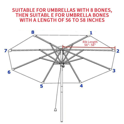Rynx | Polyester Parasol Replacement Cloth Round Garden Umbrella Cover, Size: Diameter 3m 8 Ribs(Khaki)