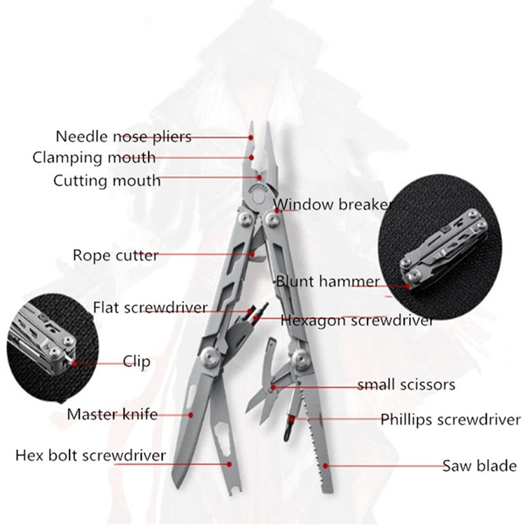 Rynx | 14 in 1 Multifunctional Pliers Folding Combination EDC Gadget Camping Survival Equipment Universal Tool Pliers