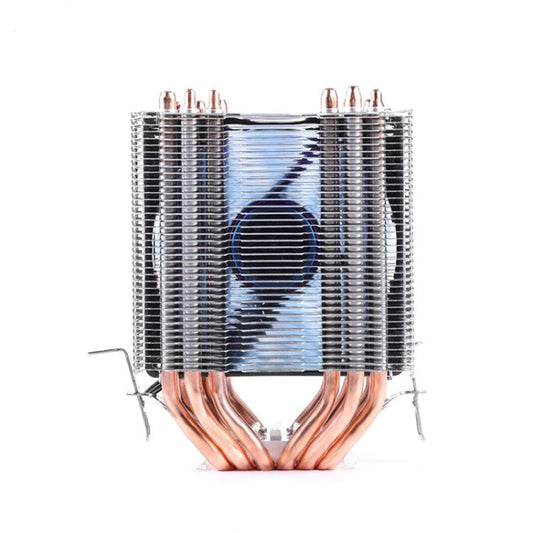 Rynx | Desktop Computer 6 Copper Pipe CPU Cooler Super Quiet Blue Light 3-Pin Single Fan
