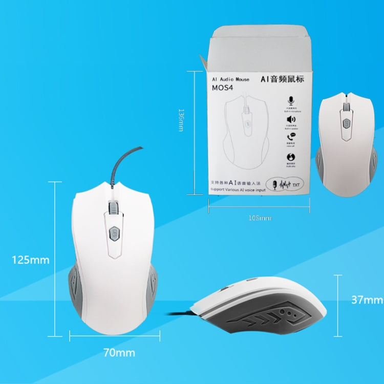 Rynx | Pcsensor MOS4 4 Button 2400DPI Gaming Intelligent Voice Control Input Mouse, Cable Length: 1.5m(Sound)