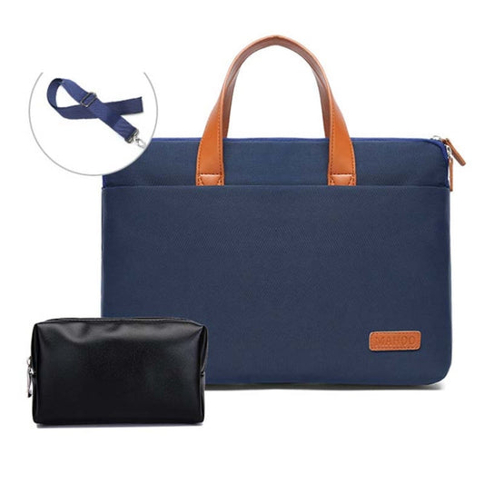 Rynx | For MacBook 15.6-16.1 inches MAHOO 10188 Ultra-Thin Handheld Computer Bag Messenger Laptop Bag, Color: Dark Blue+Black PU Power Bag
