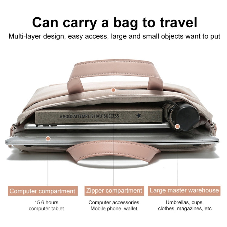 Rynx | For MacBook 15.6-16.1 inches MAHOO 10188 Ultra-thin Hand computer bag Messenger Laptop bag, Color: Khaki+Gray PU Power bag