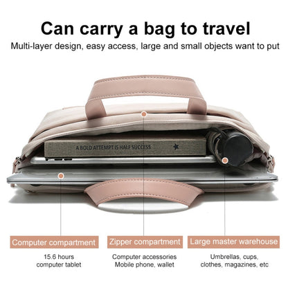 Rynx | For MacBook 15.6-16.1 inches MAHOO 10188 Ultra-thin Hand computer bag Messenger Laptop bag, Color: Khaki+Gray PU Power bag