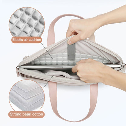 Rynx | For MacBook 15.6-16.1 inches MAHOO 10188 Ultra-thin Hand computer bag Messenger Laptop bag, Color: Khaki+Gray PU Power bag