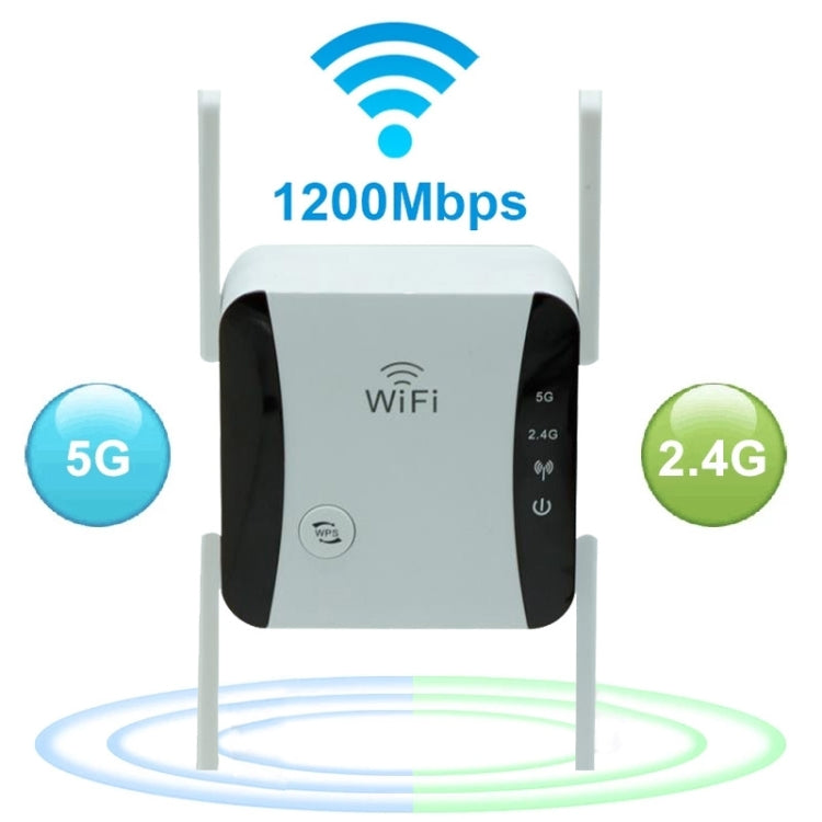Rynx | KP1200 1200Mbps Dual Band 5G WIFI Amplifier Wireless Signal Repeater, Specification: AU Plug (White)