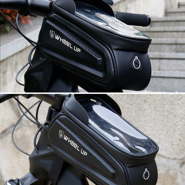 Rynx | WHEEL UP Hard Shell Bicycle Bag Front Beam Bag Mountain Bike mobile Phone Touch Screen Tube Bag Riding Equipment(White reflective models)