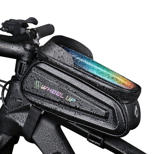 Rynx | WHEEL UP Hard Shell Bicycle Bag Front Beam Bag Mountain Bike mobile Phone Touch Screen Tube Bag Riding Equipment(Colorful reflective models)