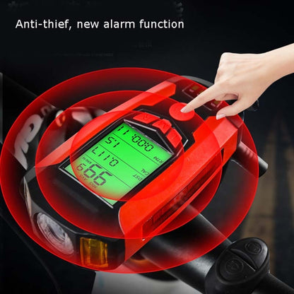 Rynx | Front Light (With Fog Light) & Horn & Speedometer  Multifunctional Bicycle Mountain Bike Headlight(Code Watch (Black))