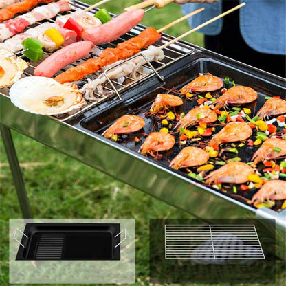Rynx | HZ-003 BBQ Grill Outdoor Portable Stainless Steel Stove Household Charcoal Barbecue Rack, Grill/pan specifications: M
