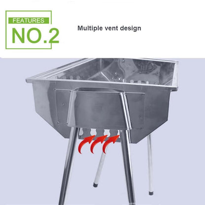 Rynx | HZ-003 BBQ Grill Outdoor Portable Stainless Steel Stove Household Charcoal Barbecue Rack, Grill/pan specifications: M