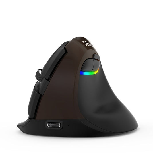 Rynx | DELUX M618Mini Colored Wireless Illuminated Vertical Mouse Bluetooth Rechargeable Vertical Mouse (Elegant Black)