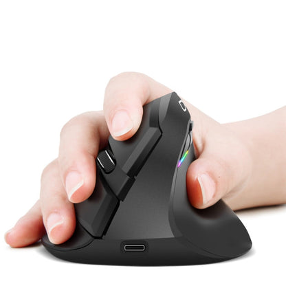Rynx | DELUX M618Mini Colored Wireless Illuminated Vertical Mouse Bluetooth Rechargeable Vertical Mouse (Elegant Black)