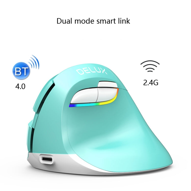 Rynx | DELUX M618Mini Colored Wireless Illuminated Vertical Mouse Bluetooth Rechargeable Vertical Mouse (Elegant Black)