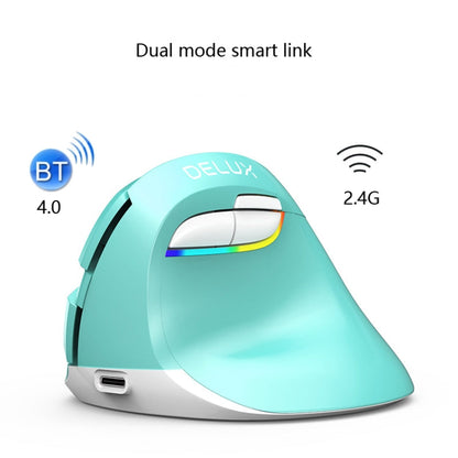 Rynx | DELUX M618Mini Colored Wireless Illuminated Vertical Mouse Bluetooth Rechargeable Vertical Mouse (Elegant Black)