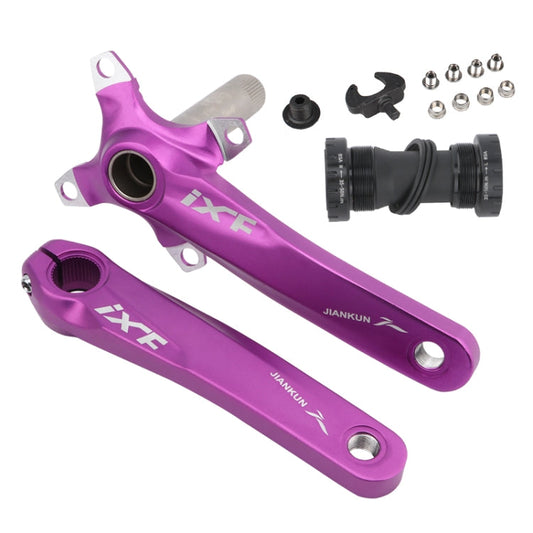 Rynx | JIANKUN IXF Mountain Bike Hollow Crank Modified, Style:Left and Right Crank+Bottom Bracket(Purple)
