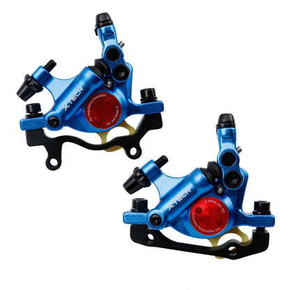 Rynx | ZOOM HB100 Mountain Bike Hydraulic Brake Caliper Folding Bike Cable Pull Hydraulic Disc Brake Caliper, Style:Front and Rear(Blue)