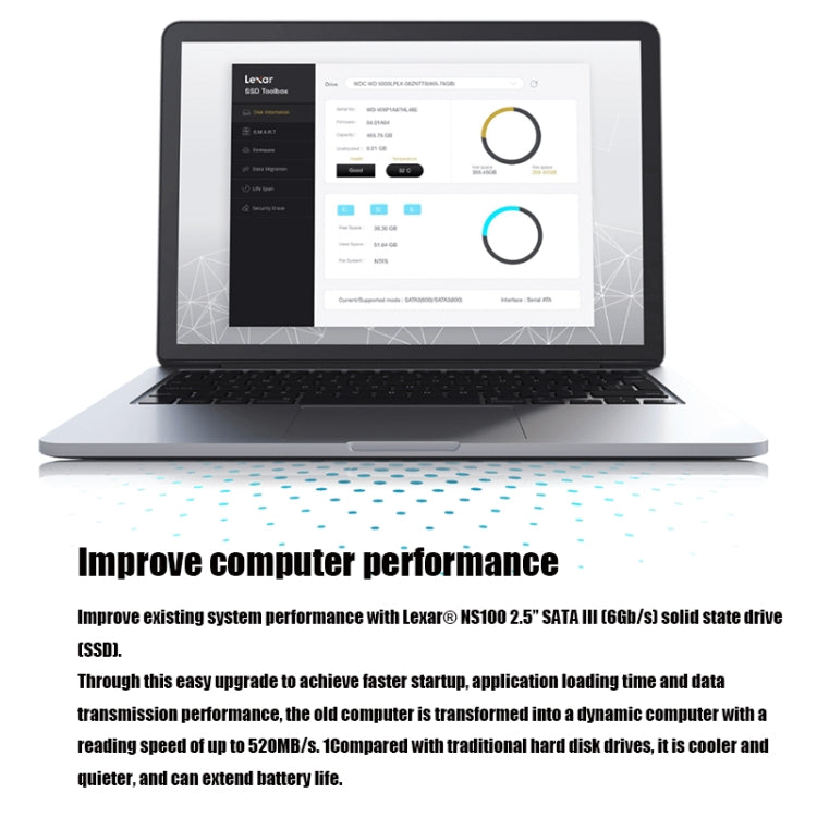 Rynx | Lexar NS100 2.5 inch SATA3 Notebook Desktop SSD Solid State Drive, Capacity: 256GB (Gray)
