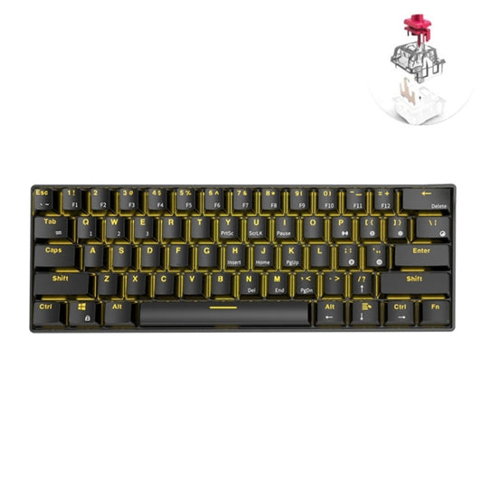 Rynx | RK61 61 Keys Bluetooth / 2.4G Wireless / USB Wired Three Modes Tablet Mobile Gaming Mechanical Keyboard, Cable Length: 1.5 m, Style: Red Switch (Black)
