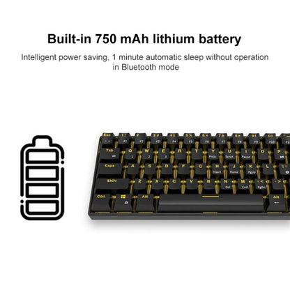 Rynx | RK61 61 Keys Bluetooth / 2.4G Wireless / USB Wired Three Modes Tablet Mobile Gaming Mechanical Keyboard, Cable Length: 1.5 m, Style: Red Switch (Black)