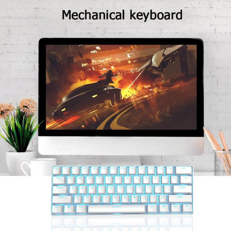 Rynx | RK61 61 Keys Bluetooth / 2.4G Wireless / USB Wired Three Modes Tablet Mobile Gaming Mechanical Keyboard, Cable Length: 1.5 m, Style: Red Switch (Black)