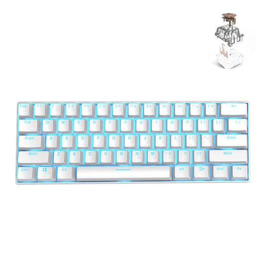 Rynx | RK61 61 Keys Bluetooth / 2.4G Wireless / USB Wired Three Modes Tablet Mobile Gaming Mechanical Keyboard, Cable Length: 1.5 m, Style: Tea Shaft (White)