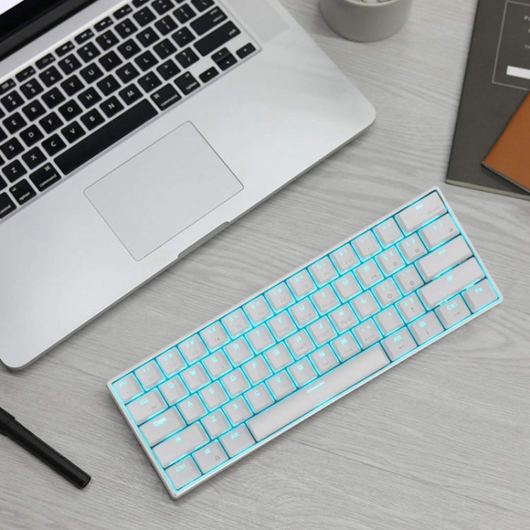 Rynx | RK61 61 Keys Bluetooth / 2.4G Wireless / USB Wired Three Modes Tablet Mobile Gaming Mechanical Keyboard, Cable Length: 1.5 m, Style: Tea Shaft (White)