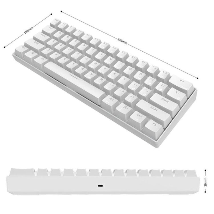 Rynx | RK61 61 Keys Bluetooth / 2.4G Wireless / USB Wired Three Modes Tablet Mobile Gaming Mechanical Keyboard, Cable Length: 1.5 m, Style: Tea Shaft (White)