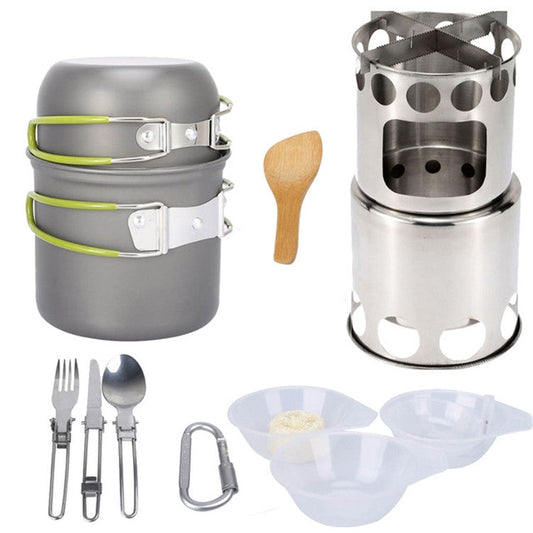Rynx | Outdoor Hiking Camping Wood Stove Set With Cutlery(Fruit Green Handle)