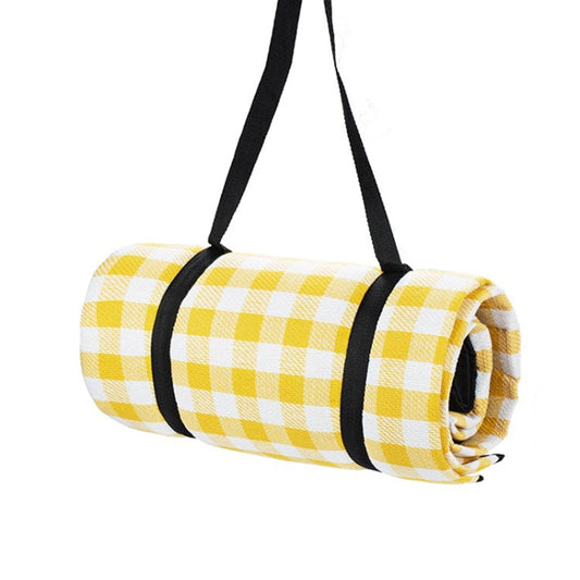 Rynx | FP1409 6mm Thickened Moisture-Proof Beach Mat Outdoor Camping Tent Mat Without Storage Bag, Size:150x200cm(Yellow White Grid)