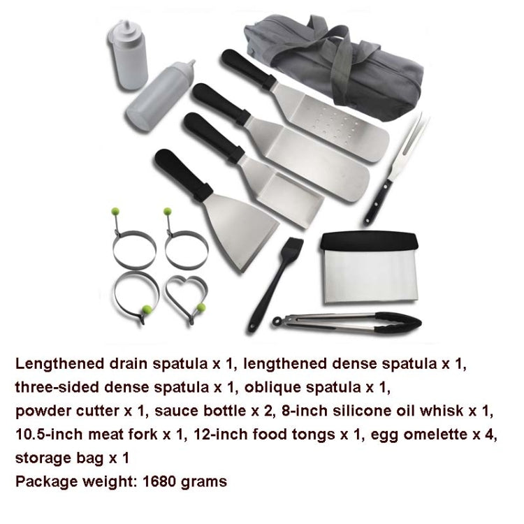 Rynx | 15 PCS/Set Outdoor Stainless Steel Barbecue Tool Set Tomato Sauce Bottle BBQ Grill Set