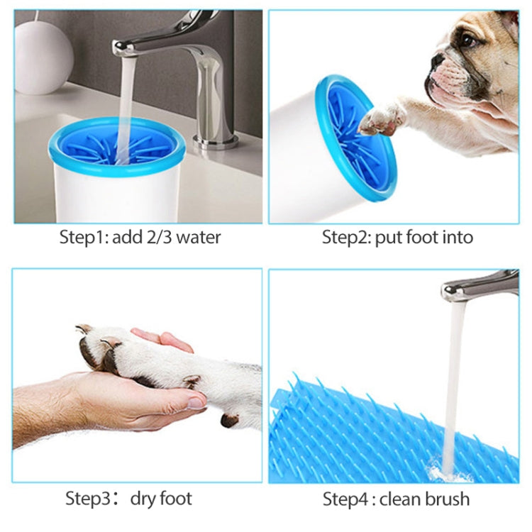 Pets Automatic Foot Washing Cup Cats Dogs Extremities Cleaning Artifact, Size:L 14-19cm(Blue White)