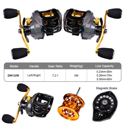 Rynx | PROBEROS Metal Drop Wheel 18+1 Axis Lure Fish Wheel, Style: DW132PR Right Hand
