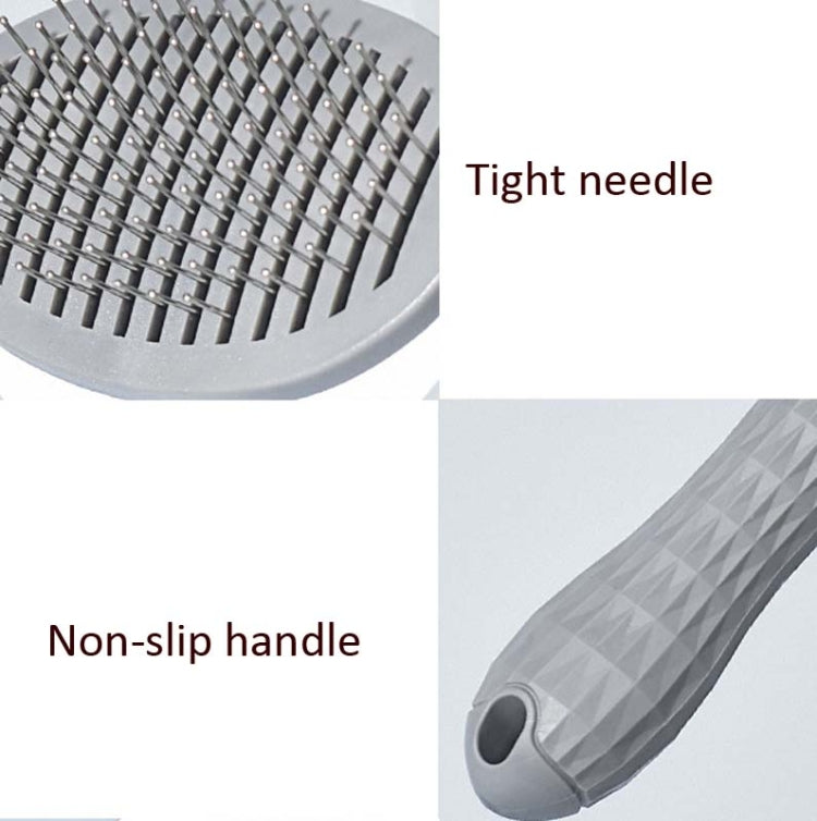 Stainless Steel Needle Automatic Cleaning Pet Hair Removal Dog Brush Pet Comb (Pink Fine Needle)