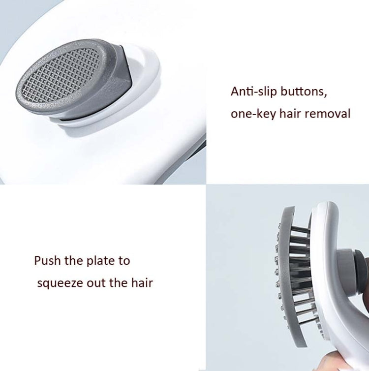 Stainless Steel Needle Automatic Cleaning Pet Hair Removal Dog Brush Pet Comb (Pink Fine Needle)