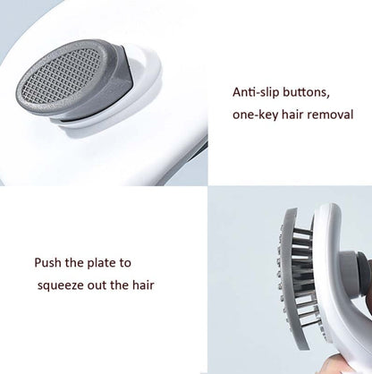 Stainless Steel Needle Automatic Cleaning Pet Hair Removal Dog Brush Pet Comb (Pink Fine Needle)