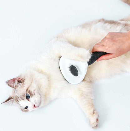 Stainless Steel Needle Automatic Cleaning Pet Hair Removal Dog Brush Pet Comb (Pink Fine Needle)