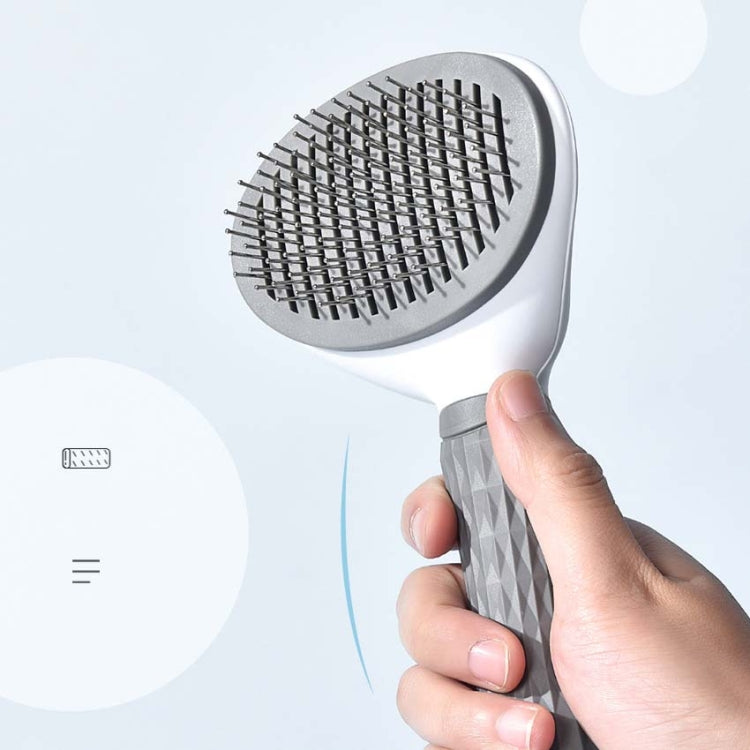 Stainless Steel Needle Automatic Cleaning Pet Hair Removal Dog Brush Pet Comb (Pink Fine Needle)