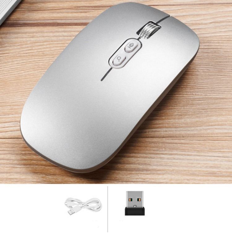 Rynx | M103 1600DPI 5 Buttons 2.4G Wireless Mouse Charging Ai Intelligent Voice Office Mouse, Supports 28 Languages (Silver)