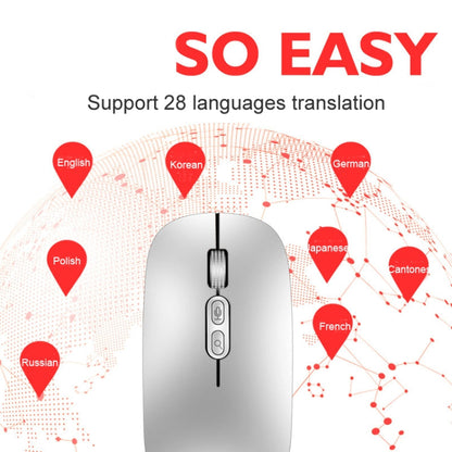 Rynx | M103 1600DPI 5 Buttons 2.4G Wireless Mouse Charging Ai Intelligent Voice Office Mouse, Supports 28 Languages (Silver)